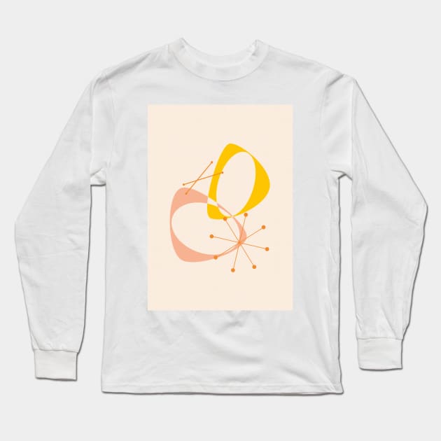 Mid Century Modern Abstract in Yellow, Peach and Orange Long Sleeve T-Shirt by tramasdesign